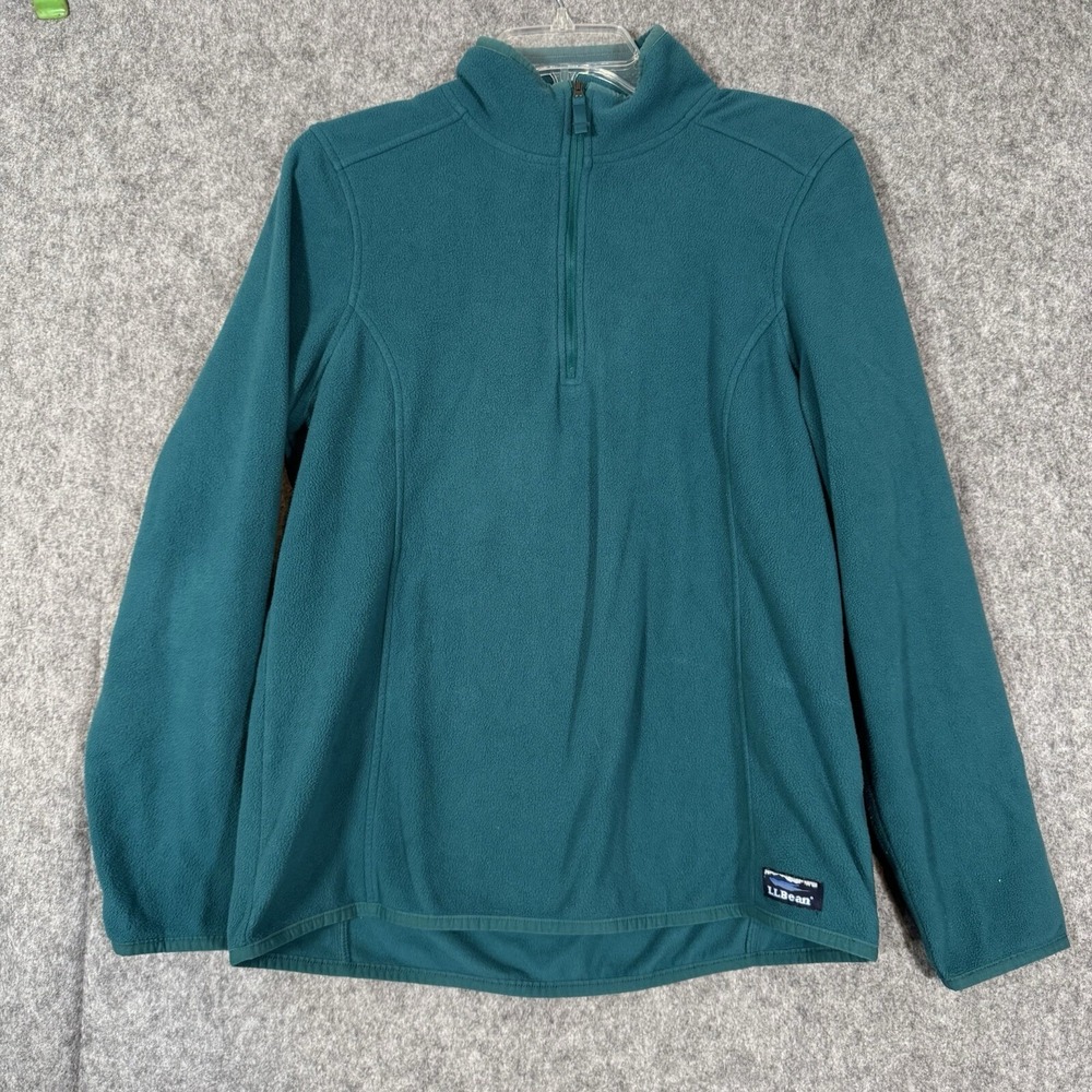 LL Bean Quarter Zip Pullover Fleece Jacket‎ Womens Large Teal Outdoor Hiking